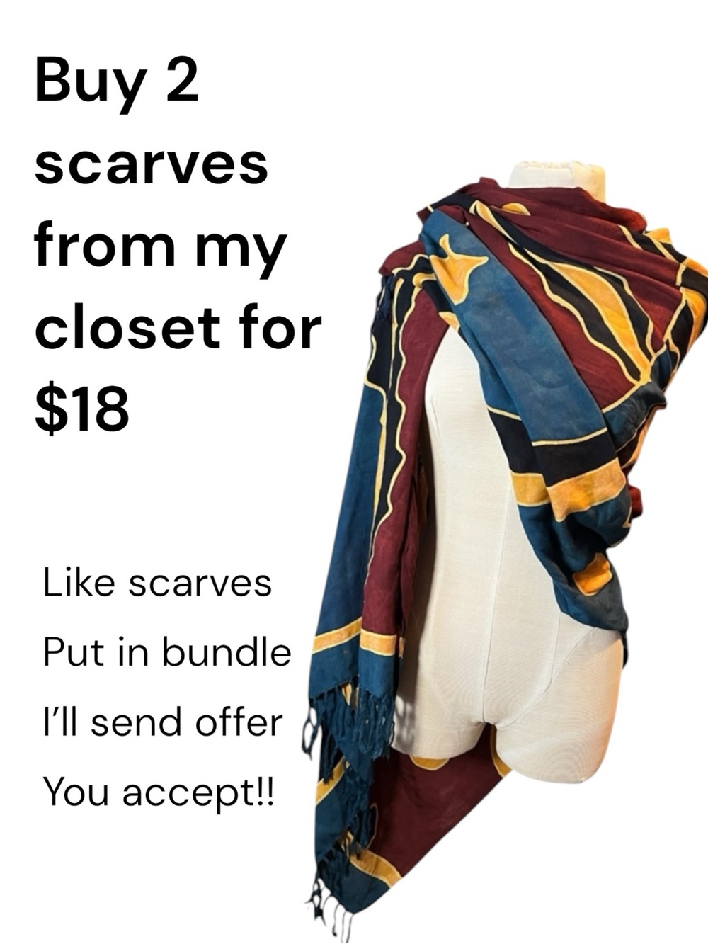 Boho Patterned Fringe Shawl Scarf in Burgundy, Teal & Mustard
